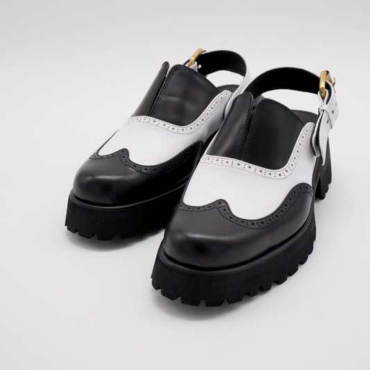 Yna Oxford Mules - Black & White (Pre-order)