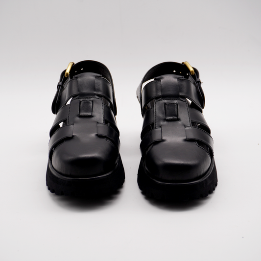 Evy Fisherman Mules (Black)