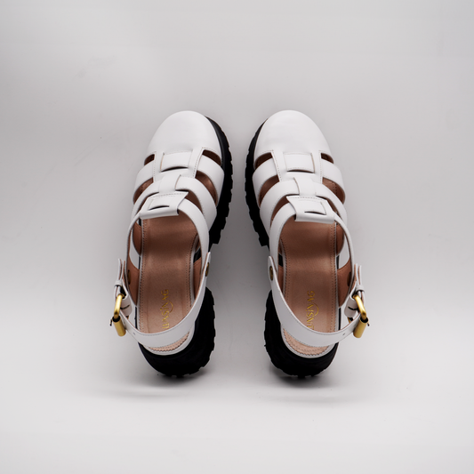 Evy Fisherman Mules (White)
