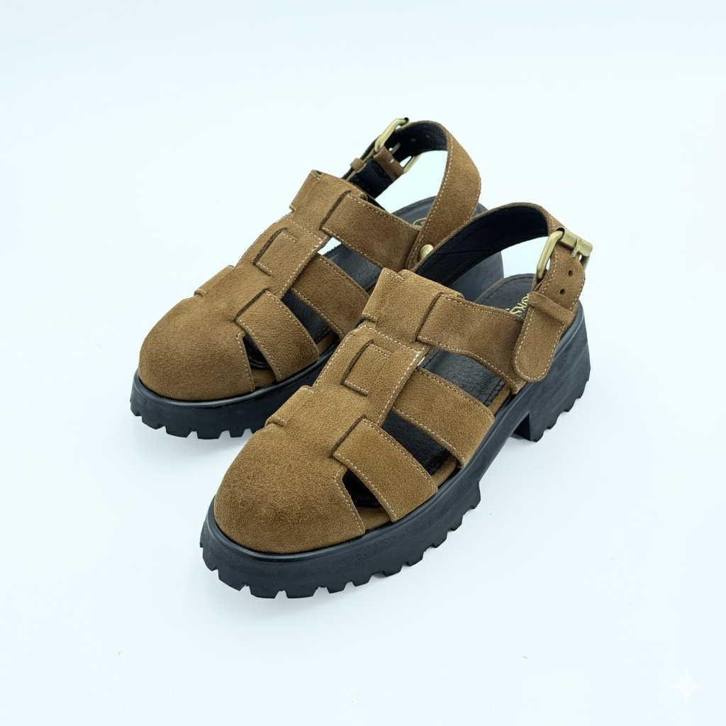 Evy Fisherman Mules (Moss Suede)